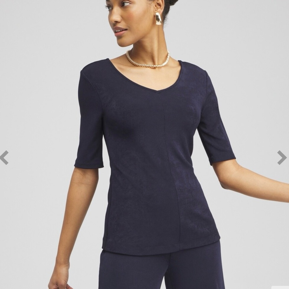 Travelers Double V-Neck Top - India Ink Color